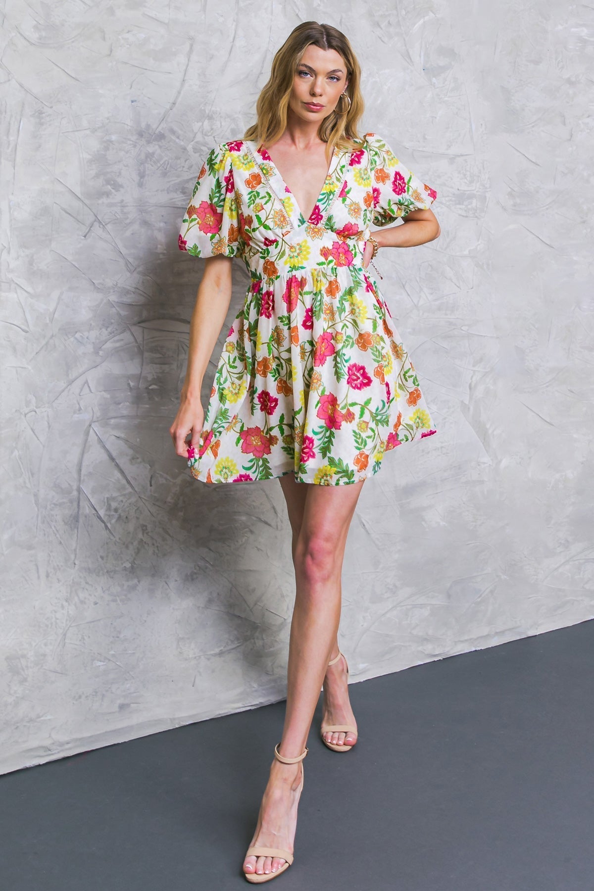 FREE ME TODAY FLORAL WOVEN MINI DRESS Flying Tomato